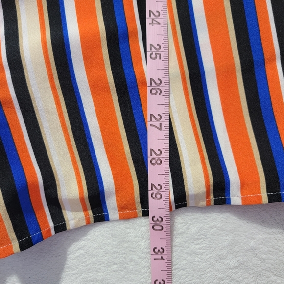 NWT Bebe Striped Halter Romper V Neck Gold Metal Trim Back Zip Size Small - Picture 15 of 15